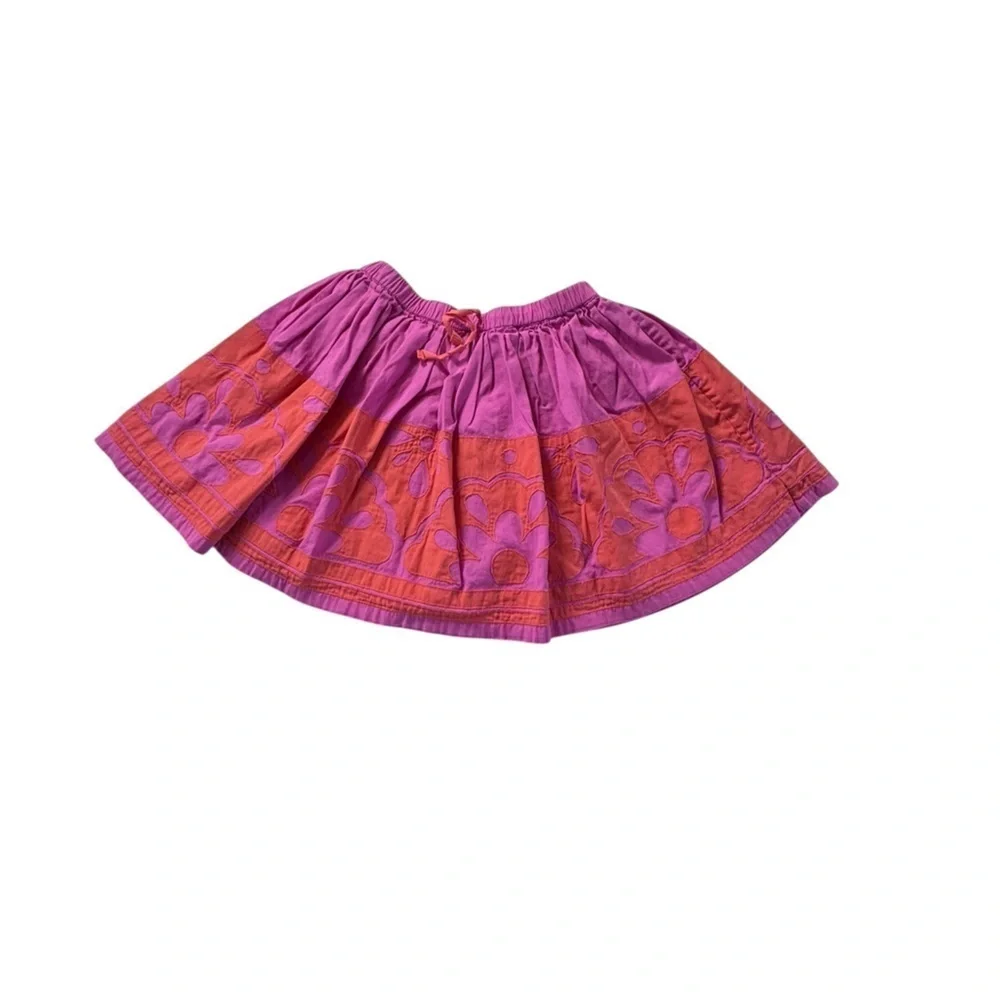 Girls Mini Boden Pink Corduroy Floral Lined Twirl skirt 5-6 k188